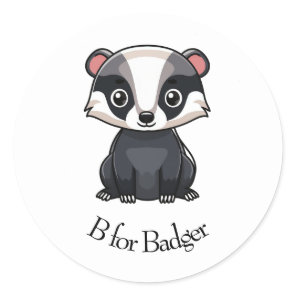 B for Badger Classic Round Sticker