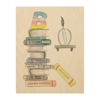 B for Books Wood Wall Art