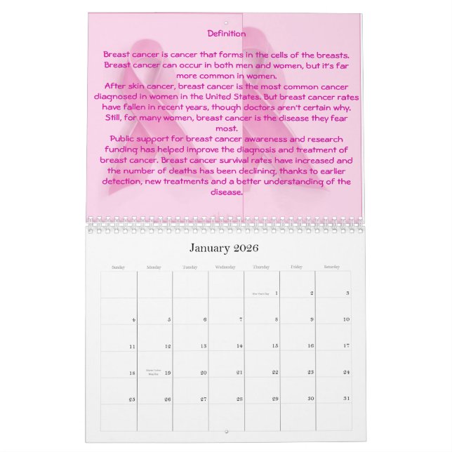 b...forever...aware...breast cancer symptons calendar (Jan 2026)