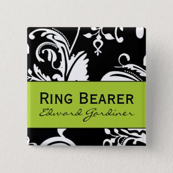 B&g Square Ring Bearer Button by designaline at Zazzle