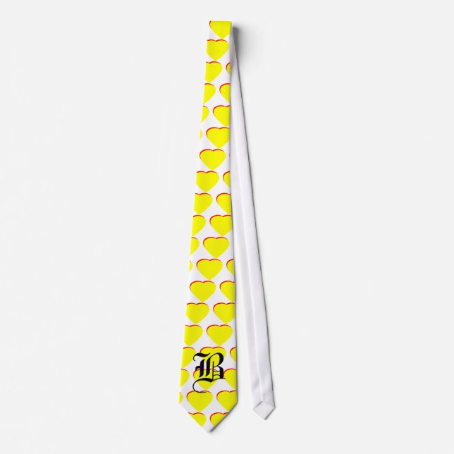 "B" Heart Yellow Red Wedding Invitation The MUSEUM Tie (Front)