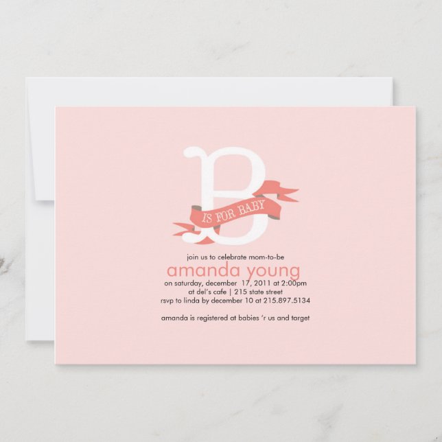 B if for Baby - Baby Shower Invitation (Front)