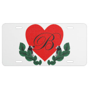 B in a heart license plate