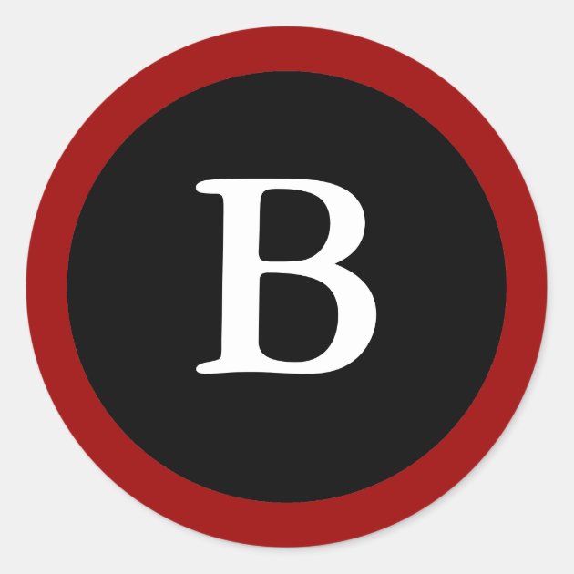 B : Initial B Letter B Red, White & Black Sticker | Zazzle