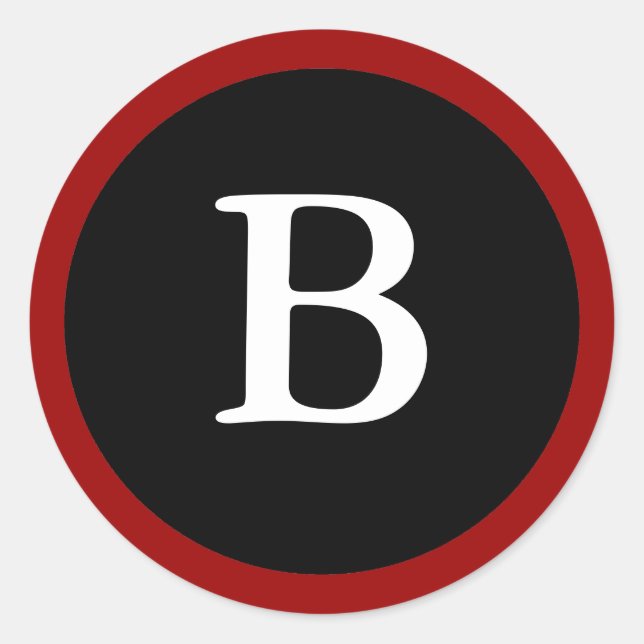 B : Initial B Letter B Red, White & Black Sticker (Front)