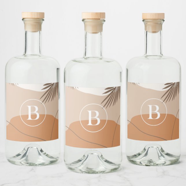 B - Initial Monogram Letter B Abstract Design Liquor Bottle Label (Bottles)