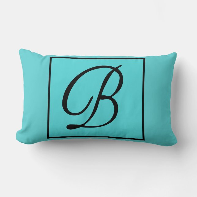 B INITIAL PILLOW - Letter B on Aqua Background (Front)