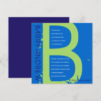 B INITIALS COLLECTION Bar Bat Mitzvah Invitation