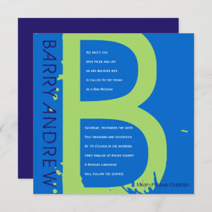 B INITIALS COLLECTION Bar Bat Mitzvah Invitation