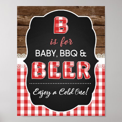 B is for Baby BBQ  Beer Sign _ Red Baby Q