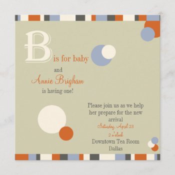 B Is For Baby - Boy Baby Shower Invitation by sarabooT at Zazzle