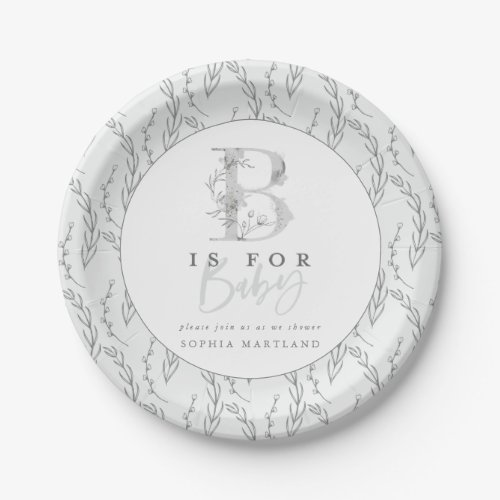 B is for baby elegant baby shower party paper plates