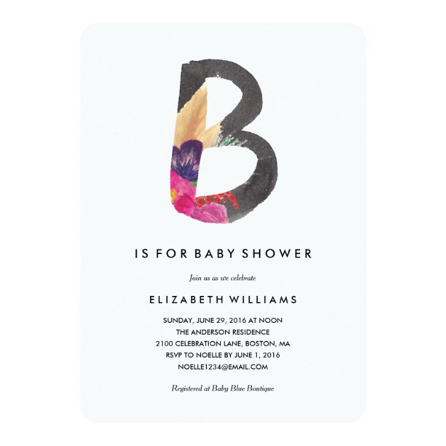B Is For Baby Shower Invitation