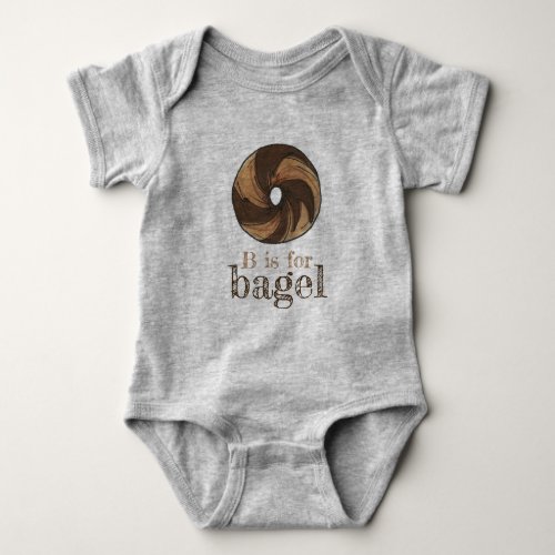 B is for Bagel Marble Rye Foodie Letter B Alphabet Baby Bodysuit