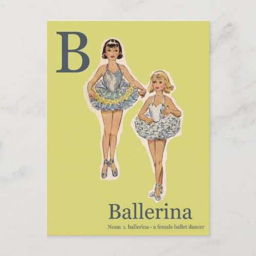 B is for Ballerina Fashion Alphabet Postcard