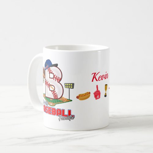 B is for BASEBALL Fanatic Name Editable Coffee M Coffee Mug