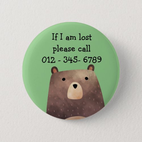 B is for Bear  Child Emergency Contact Button