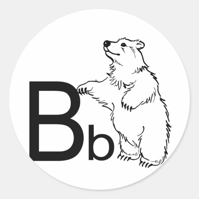 B is for Bear Classic Round Sticker (Front)