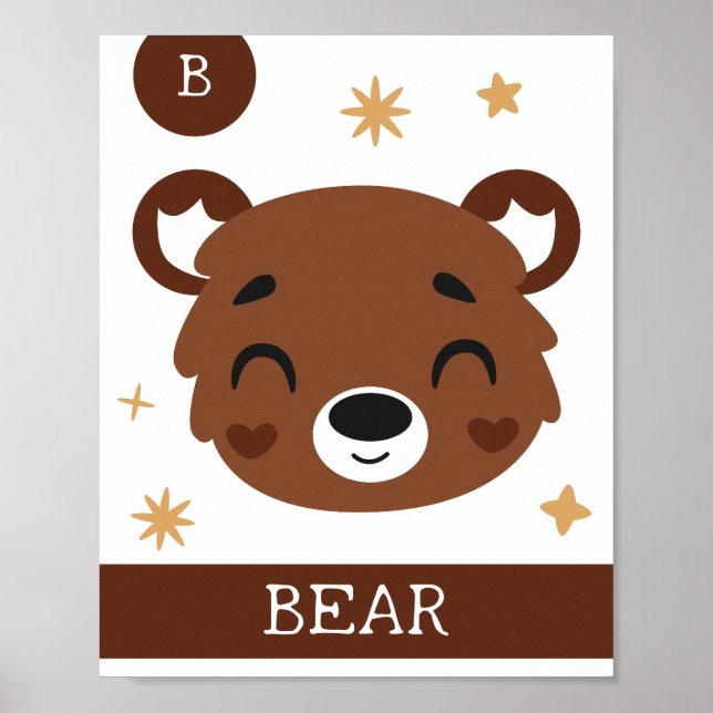B is for Bear, Nursery, Bedroom, Kids' Wall Art (Front)