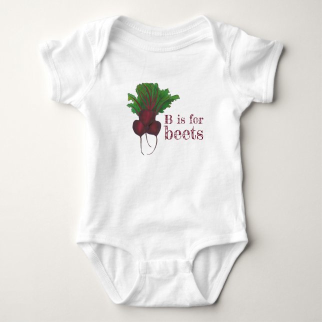 B is for Beets Red Beet Root Vegetable Veggie Baby Bodysuit (Front)