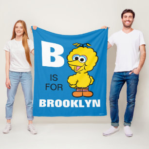 B is for Big Bird Add Your Name Fleece Blanket