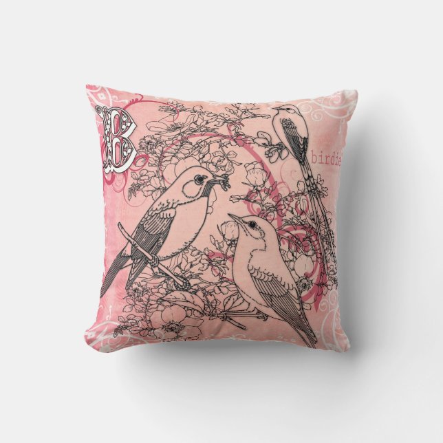 "B" is for Bird Throw Pillow (Front)