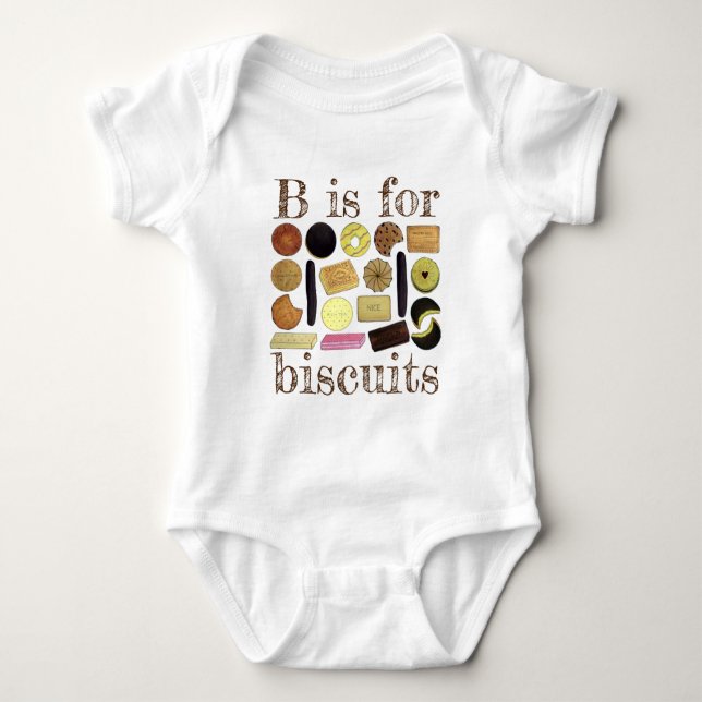 B is for Biscuits UK British Cookies Digestives Baby Bodysuit (Front)