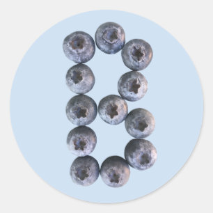 B is for blueberries - real blueberry classic round sticker