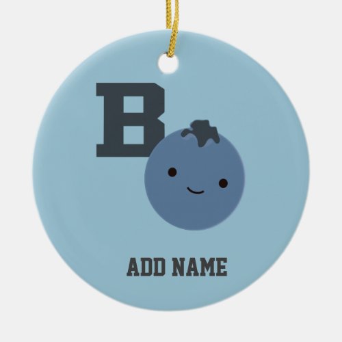 B is for Blueberry Ceramic Ornament