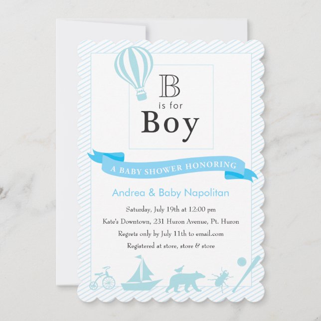 B is for Boy  | Baby Shower Invitations (Front)