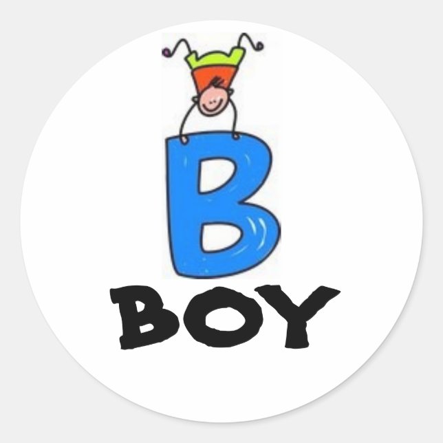 "B" is for BOY Classic Round Sticker (Front)