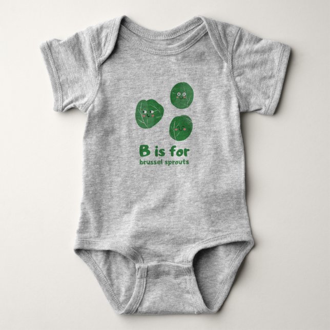 B is for Brussel sprouts - Green veggie Alphabet B Baby Bodysuit (Front)