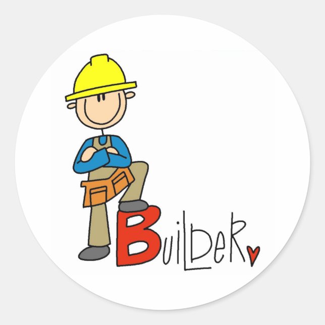B is for Builder Classic Round Sticker (Front)