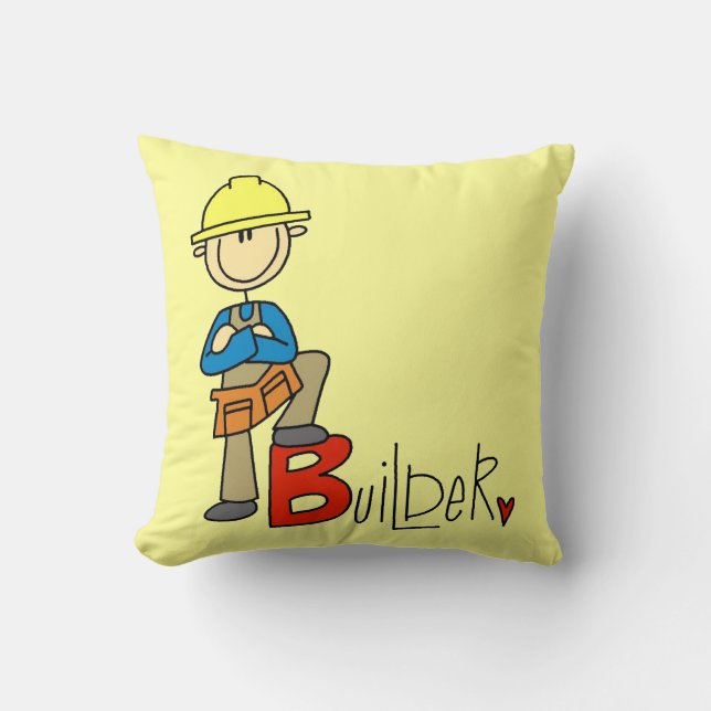 B is for Builder Throw Pillow (Front)