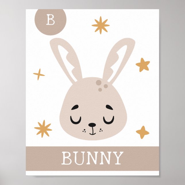 B is for Bunny, Nursery, Bedroom, Kids' Wall Art (Front)
