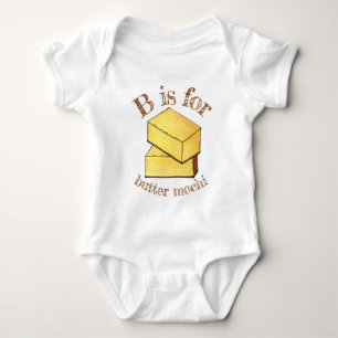 B is for Butter Mochi Hawaii Hawaiian Dessert Baby Bodysuit