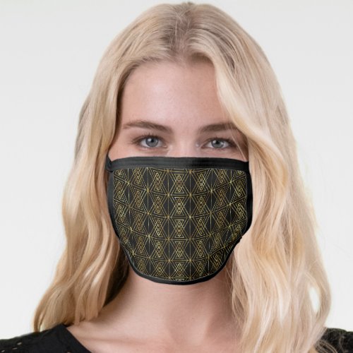 B lack and gold art_deco pattern face mask