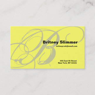 B Letter Alphabet Business Card Yellow