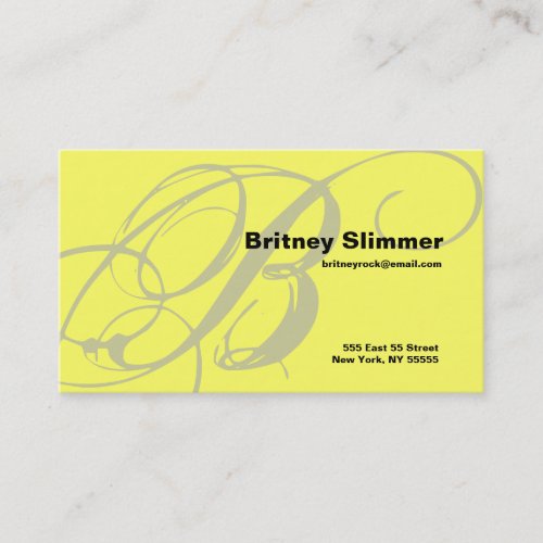 B Letter Alphabet Business Card Yellow