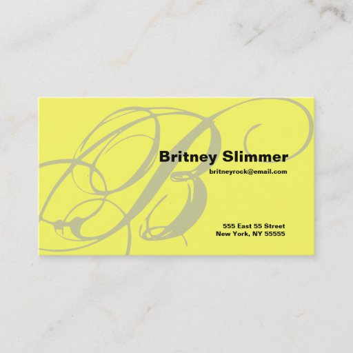 Customizable B Letter Alphabet Business Card Yellow