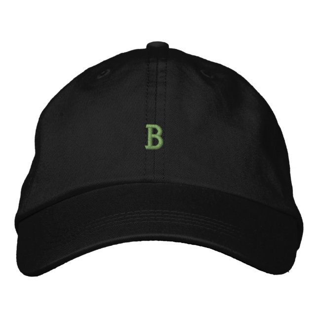 B Letter printed Monogram Initial Embroidered Hat (Front)