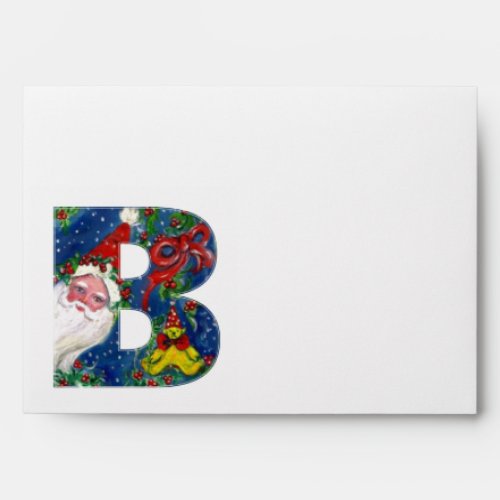 B LETTER  SANTA CLAUS WITH RED RIBBON MONOGRAM ENVELOPE