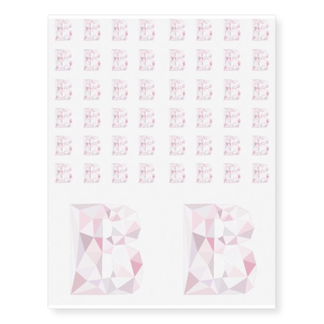B - Low Poly Triangles - Neutral Pink Purple Gray Temporary Tattoos (Front)