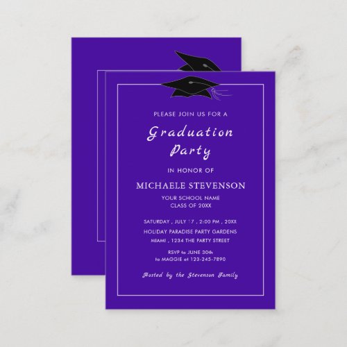 Blue Graduation Invitation Cards _ Choose Colors