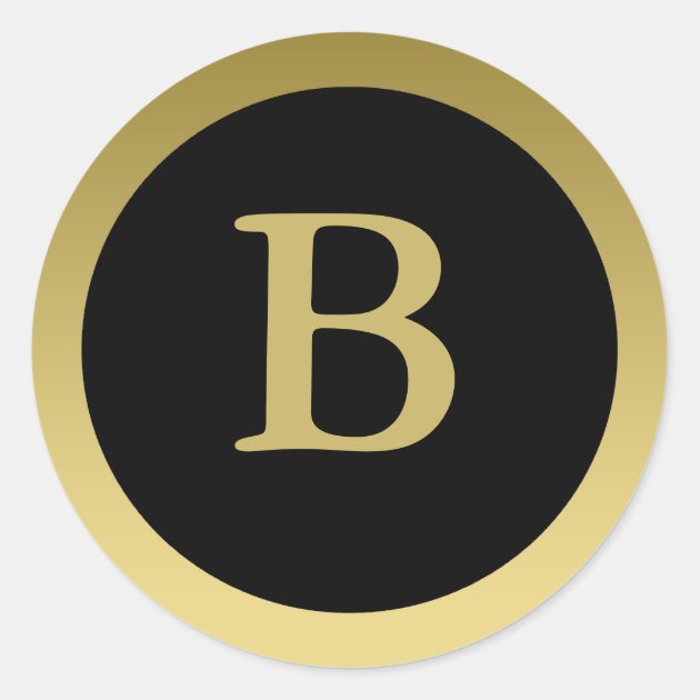 B :: Monogram B Elegant Gold And Black Stickers | Zazzle