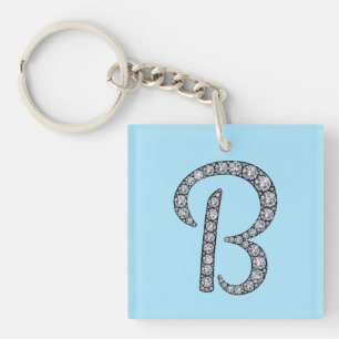 B monogram bling keychain