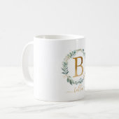 B  monogram, customer specific leafy wreath  coffee mug (Front Left)
