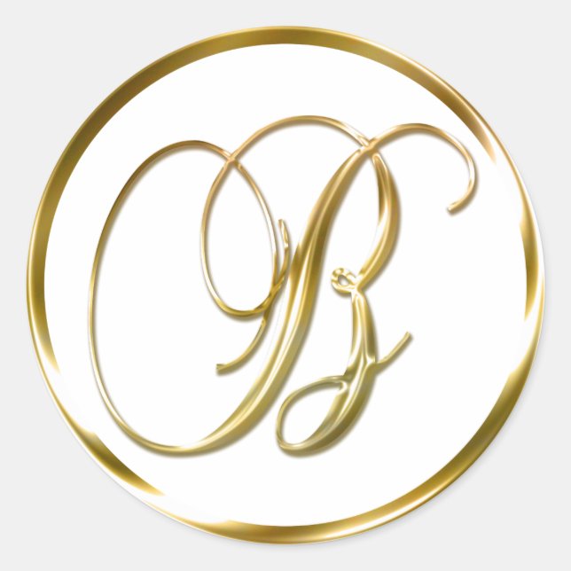 B Monogram Faux Gold Envelope Or Favor Seal (Front)