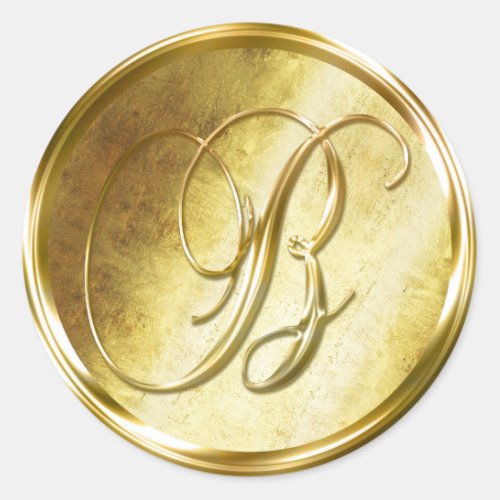 B Monogram Faux Gold Envelope Seal Stickers