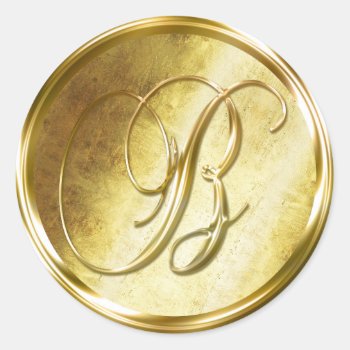 B Monogram Faux Gold Envelope Seal Stickers by TDSwhite at Zazzle